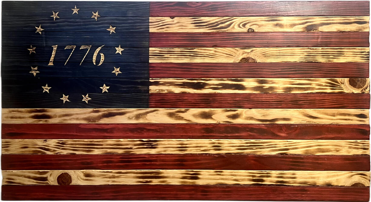1776 design with dark burn and beveled edges